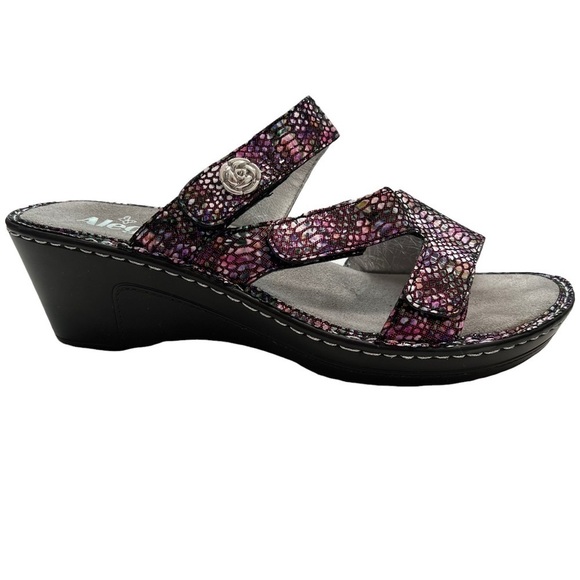 Alegria Lotie Snakeskin print leather wedge sandals Size 9 (39) - Picture 3 of 13